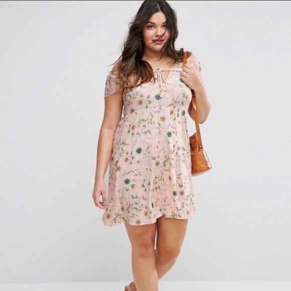 Asos Curve Vintage Floral Off Shoulder Dress NEW - Picture 3 of 6